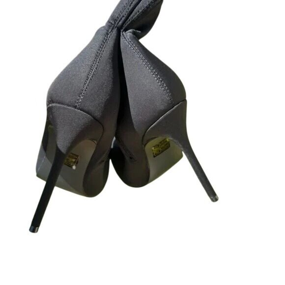 Truffle Collection Black Thigh High Stiletto Boots Pointed Toe Size 8 - Picture 3 of 5